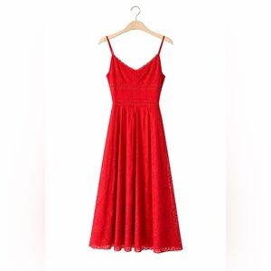 Red Lace Midi Dress – Nordstrom (Size Large)